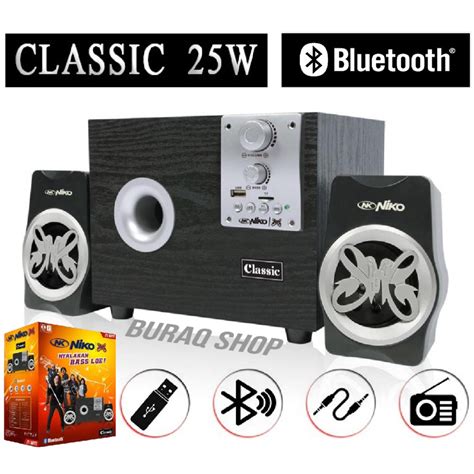 Jual Speaker Aktif Bluetooth Niko Classic 25wt Wooden Subwoofer Bass