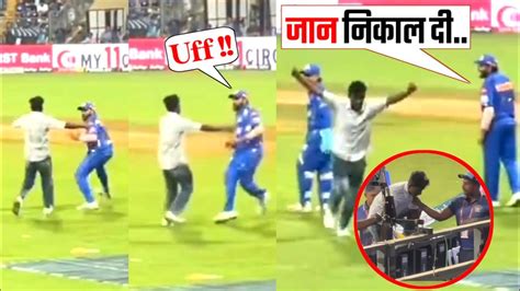 Fan Hugs Rohit Sharma At Wankhede Stadium MI Vs RR Kon Jeeta Hardik