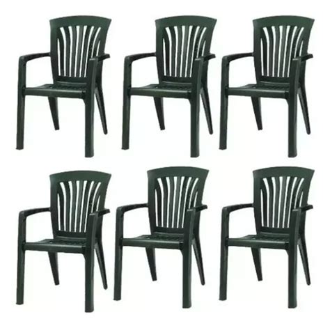 Sillas De Jardin Plasticas Reforzadas Sillon Kansas Pack Color Negro