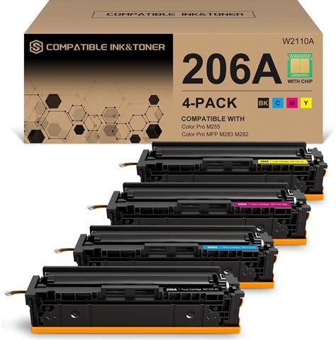 Amazon 206A Toner Cartridges 4 Pack With Chip Works With HP