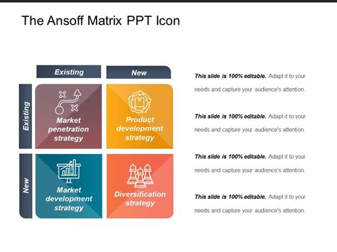 The Ansoff Matrix Ppt Icon Powerpoint Templates Designs Ppt Slide