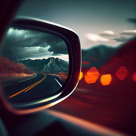 Premium Photo | Car rearview mirror with nature reflection AI generated image