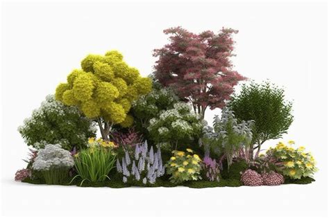 Premium Ai Image Beautiful Garden Plants Flower And Trees Isolated On