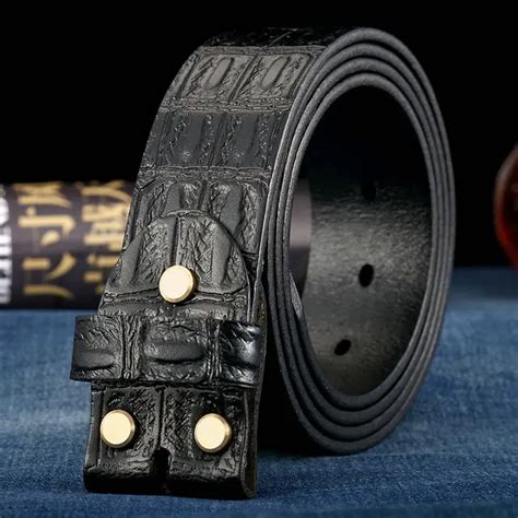 Genuine Leather Belts Without Buckle For Men Brand Strap Vintage Jeans Cowskin Strap With One