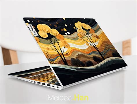 Laptop Skins Lenovo Yoga Vinyl Decal Personalized Customizable Golden Anime Style Patterns Tree