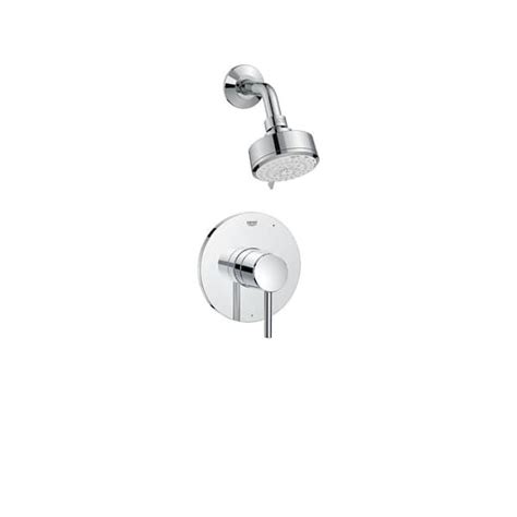 Grohe Concetto 1 Handle Wall Mount Shower Trim Kit In Starlight Chrome With Shower Arm 1 75