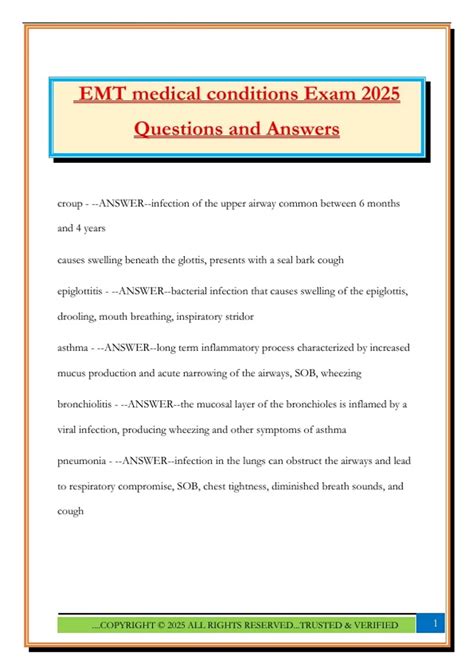 EMT Bundled Exams |Questions and Answers |100% Pass| Current Update