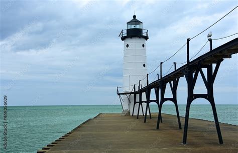 The Historic Manistee North Pierhead Lighthouse On Fifth Avenue Beach