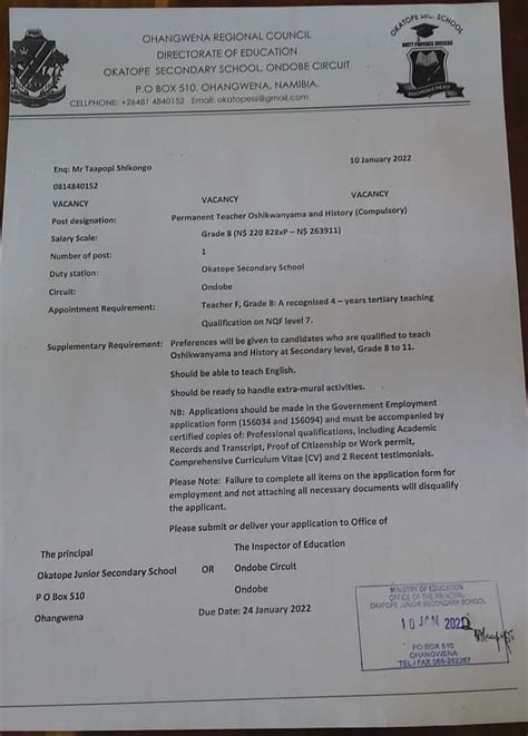 vacancy jobsinnamibia vacancies jobseekers jobsearch jobs namibia