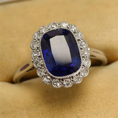 Edwardian Natural Sapphire And Diamond Engagement Ring At 1stdibs