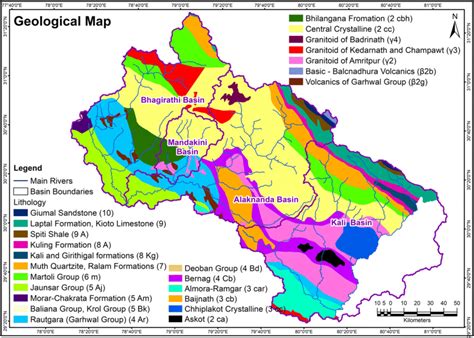 Geological map of river basin in Uttarakhand | Download Scientific Diagram