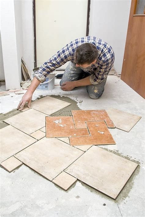 Floor tiles installation stock photo. Image of floor, hall - 3511626