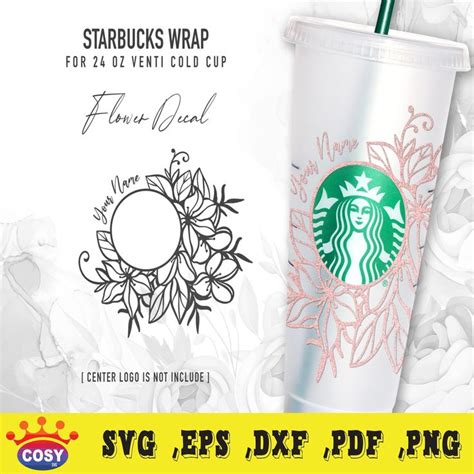 Flower Starbucks Svg With Custom Text Starbucks Cold Cup Svg Cute Fl In