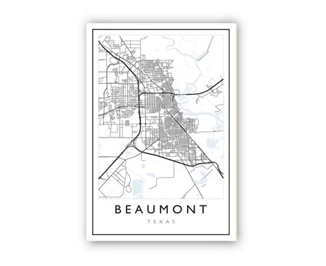 beaumont map beaumont city road map poster beaumont texas etsy