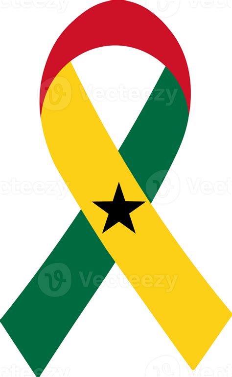 3D Flag of Ghana on a fabric ribbon. 18880633 PNG