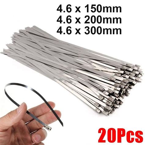 Pcs Stainless Steel Metal Cable Ties Mm Heavy Duty Self Locking