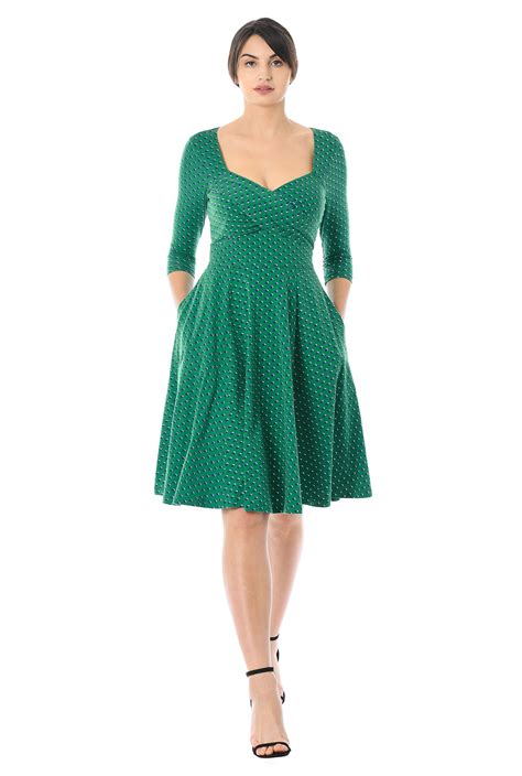 Shop Polka Dot Print Cotton Knit Sweetheart Dress Eshakti