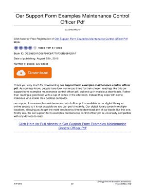Fillable Online Oer Support Form Examples Maintenance Control Officer