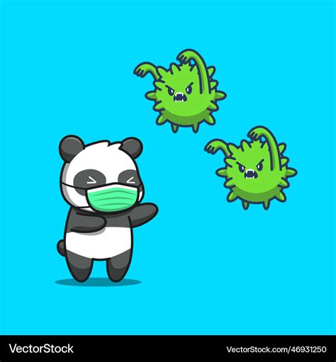 Cute panda wearing medical mask scare virus Vector Image