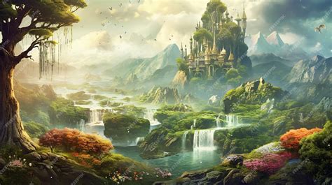 Premium AI Image | fantasy dream world fairytale background