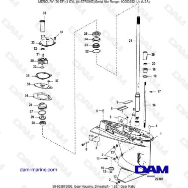 Mercury Efi Gear Housing Driveshaft Gear Ratio Dam Marine