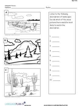 LAND FEATURES PRACTICE (SPANISH) by Language Plan It | TPT