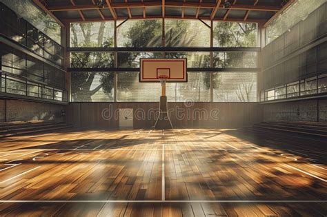 A Basketball Court with a Hoop in the Center. Generative AI Stock ...