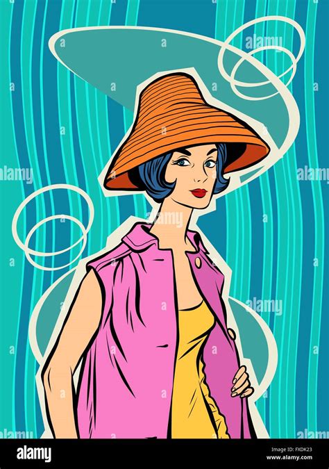 Fashion Retro Girl In The Sun Hat Stock Vector Image And Art Alamy