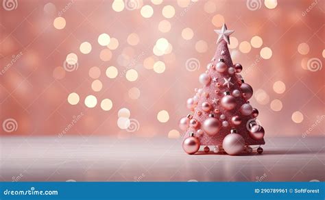 Pink Christmas Tree On Pink Background Stock Illustration