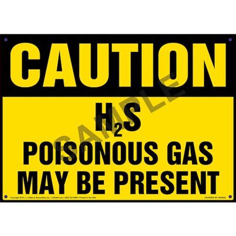 Caution H2s Poisonous Gas May Be Present Sign Osha