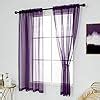 Dualife Dark Purple Sheer Curtains Inch Length For Small Windows Set