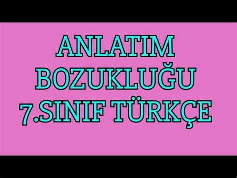 Sinif Anlatim Bozukluklari Konu Anlatim Youtube