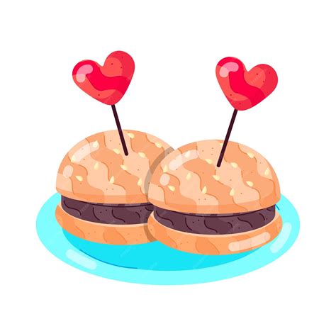 Premium Vector | A drawing of a heart shaped hamburger with hearts on