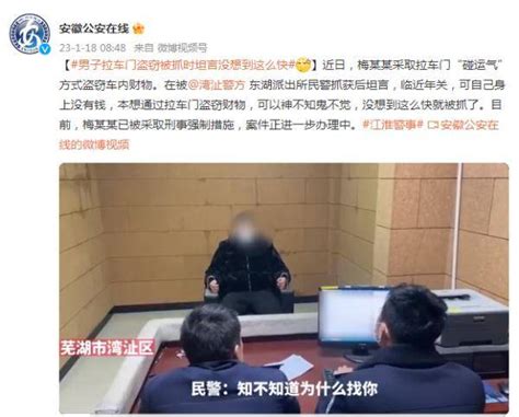 男子拉车门盗窃被抓时坦言：没想到这么快财物案件来源