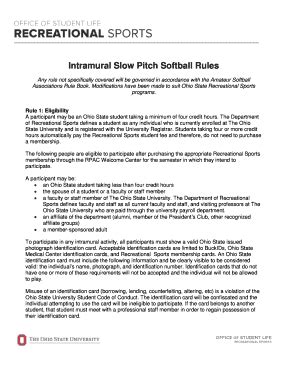 Fillable Online Intramural Slow Pitch Softball Rules Fax Email Print