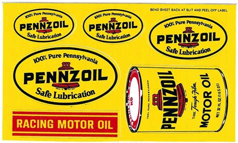 Pennzoil Racing Decal Sticker Sheet Of 6 Vintage Etsy