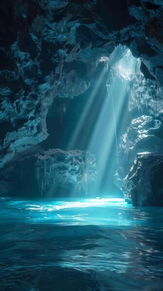 Descarga Descubre La Belleza De Una Cueva Con Agua Azul Y Luz Solar