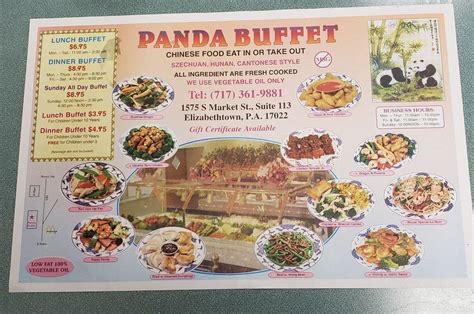 Menu at Panda Buffet restaurant, Elizabethtown