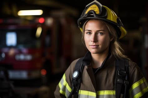 Premium Photo | A female firefighter wearing a firefighter uniform