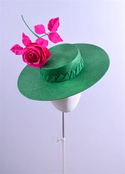 Justine Bradley Hill Flo Rose Boater Hat In Green Pink Ufo No More