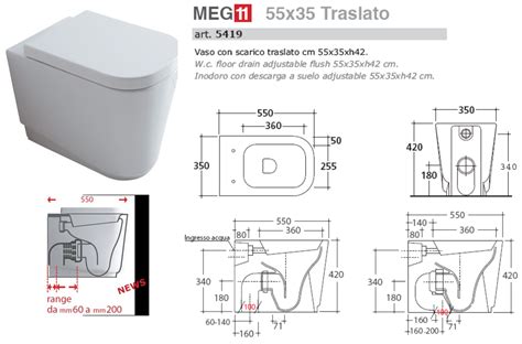 Galassia Vaso Con Scarico Traslato E Bidet Meg 11 Filo Parete