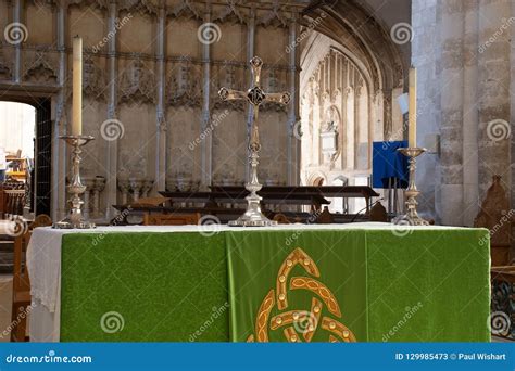 Traditional Altar In Anglican Church Stock Image Image Of