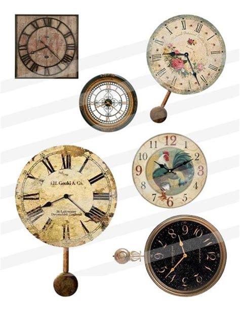 Vintage Clock Faces Timepieces Clip Art Digital Images Collage