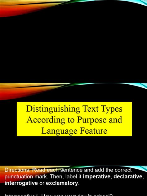 English 6 Ppt Q3 Distinguishing Text Types According To Purpose And Language Feature Pdf