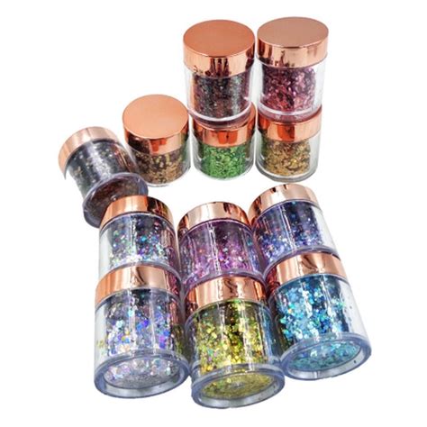 12un Potinhos Glitter Flocado Pó Decoração De Unhas Cosméticos