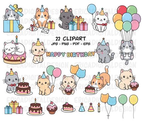 Stickers Kawaii, Cat Stickers, Printable Stickers, Planner Stickers ...