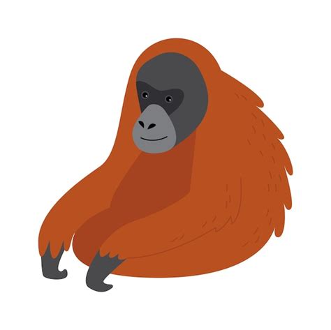 Premium Vector Sitting Orangutan Monkey Exotic Animal Vector Illustration