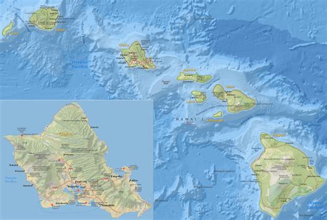 Mapa F Sico De Las Islas Hawaii Ilustraci N Del Vector Off