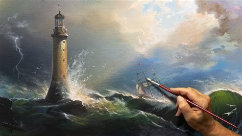 Lighthouse Storm Ship