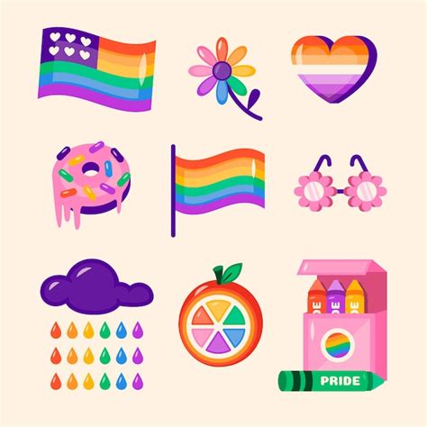 Colección De Elementos De Orgullo Lgbt Dibujados A Mano Vector Gratis